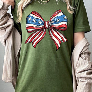 Coquette American Flag Bow Graphic T Shirts