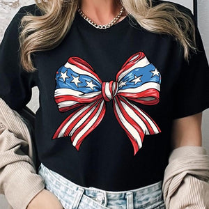 Coquette American Flag Bow Graphic T Shirts
