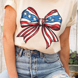 Coquette American Flag Bow Graphic T Shirts