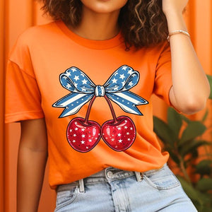 Cherry Coquette USA Bow Graphic T Shirts