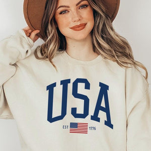 USA Est 1776 Graphic Fleece Sweatshirts