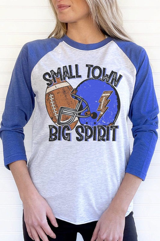 Game Day Football Blue Helmet Big Spirit Raglan