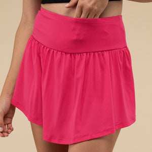 Wide Band Tennis Skirt with Zippered Back Pocket