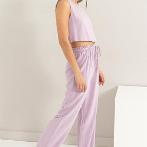 D-Linen Blended Top and Pants Set