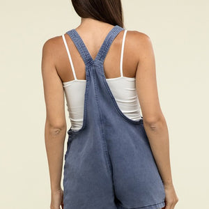 Washed Knot Strap Romper