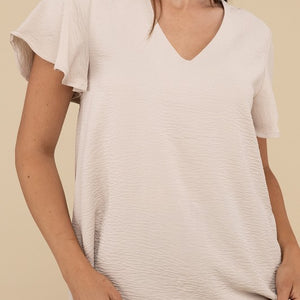 Woven Airflow Flutter Sleeve Top