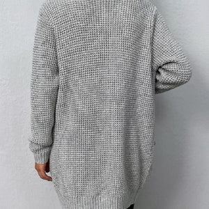 Open front waffle sweater cardigan