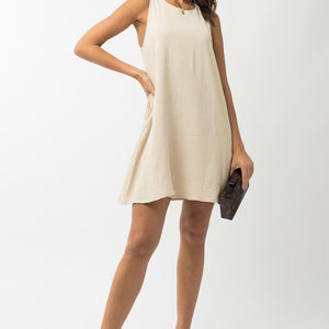Oatmeal sleeveless cotton dress