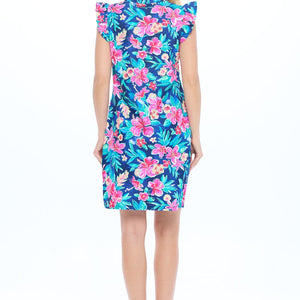 Navy floral shift dress