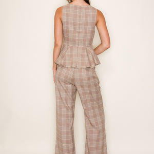 Brown plaid pant