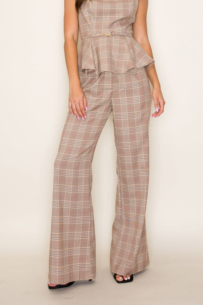 Brown plaid pant