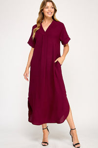 Solid burgundy maxi