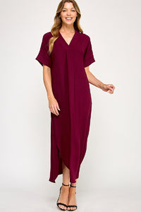 Solid burgundy maxi