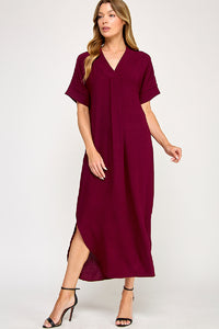 Solid burgundy maxi