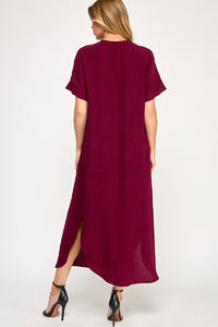 Solid burgundy maxi