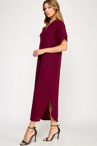 Solid burgundy maxi