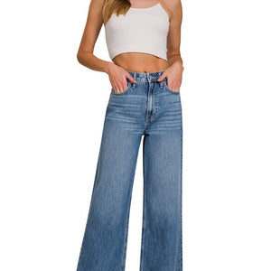 HIGH WAIST WIDE LEG STRAIGHT DENIM JEAN