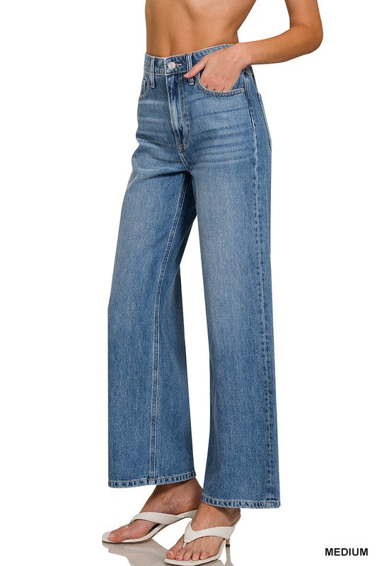 HIGH WAIST WIDE LEG STRAIGHT DENIM JEAN