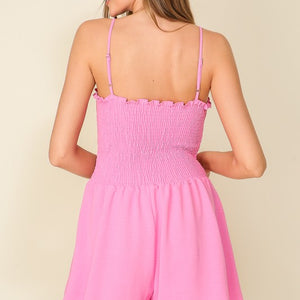 Pink Smocked top airflow flowy romper