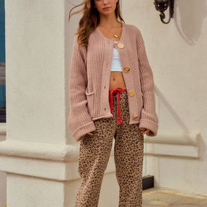 Luxe Vintage Gold Button Front Pocket Cardigan