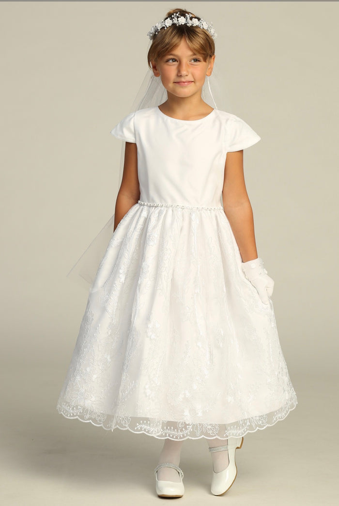 First Communion dress cap sleeve