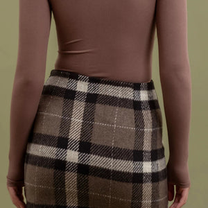 MOCHA PLAID MINI SKIRT