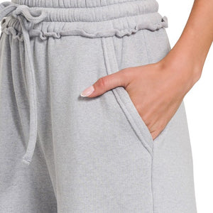 FLEECE EXPOSED SEAM WIDE LEG SWEATPANTS