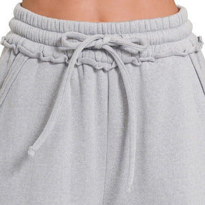 FLEECE EXPOSED SEAM WIDE LEG SWEATPANTS