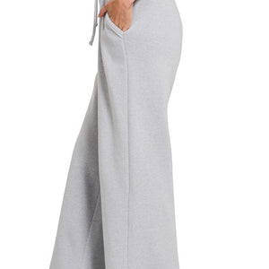 FLEECE EXPOSED SEAM WIDE LEG SWEATPANTS