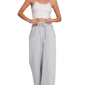 FLEECE EXPOSED SEAM WIDE LEG SWEATPANTS