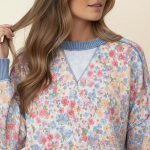 Triangle Oversized Long Sleeve Floral Top