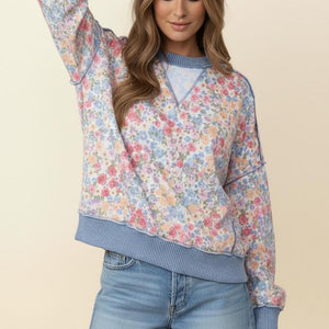 Triangle Oversized Long Sleeve Floral Top