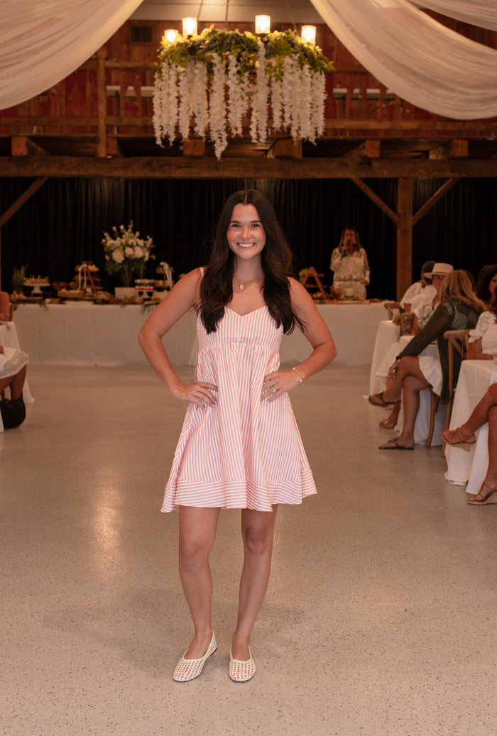 Pink Stripe Bow Babydoll Sundress