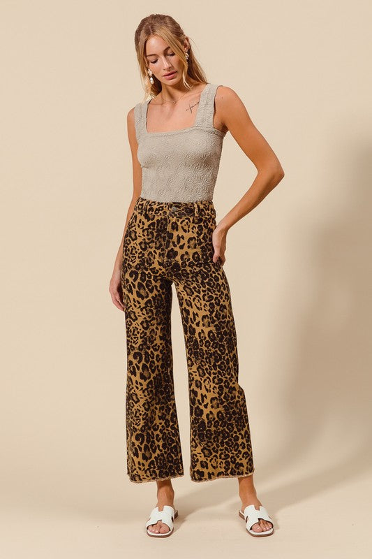 Leopard wide leg pant