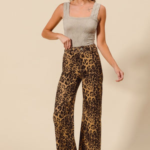 Leopard wide leg pant