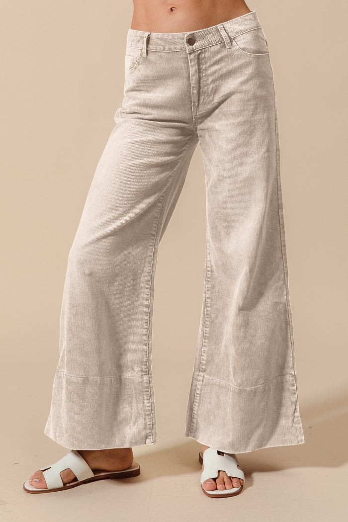 Oatmeal wide leg corduroy pant