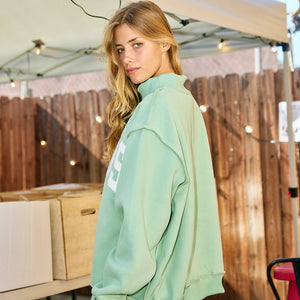 JESUS Sage Embroidered Mock Neck Sweatshirt