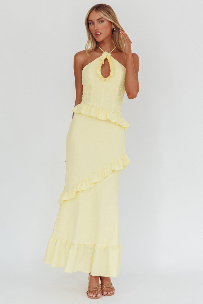 LEMON CRINKLE MAXI DRESS