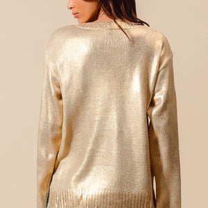 Gold foil holiday sweater