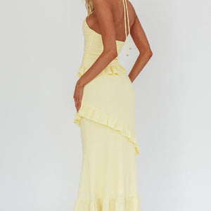 LEMON CRINKLE MAXI DRESS