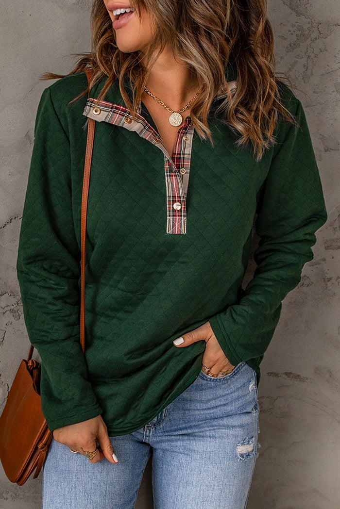 Green plaid pullover