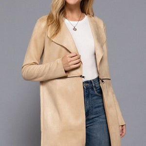 LONG SLV FAUX SUEDE LONG JACKET