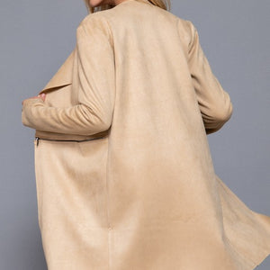 LONG SLV FAUX SUEDE LONG JACKET