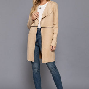 LONG SLV FAUX SUEDE LONG JACKET