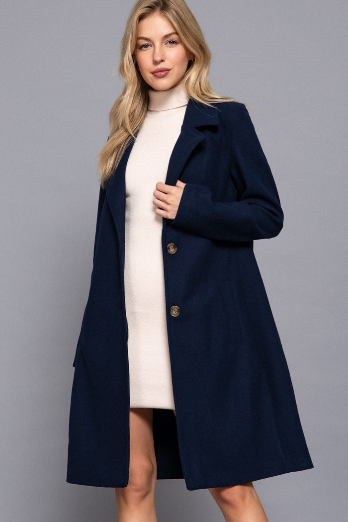 LONG SLEEVE A-LINE LONG COAT