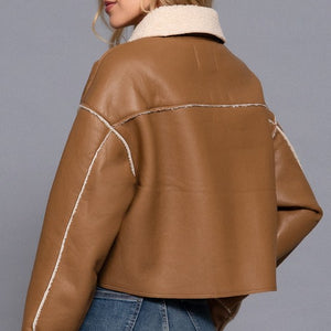 FAUX LEATHER INNER FUR JACKET