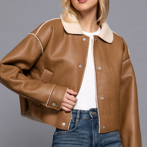 FAUX LEATHER INNER FUR JACKET