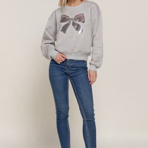 SEQUIN DETAIL INNER FLEECE SWEATSHIRT