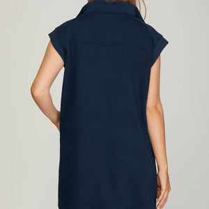 Navy sporty zip dress