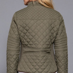 SUEDE PIPING RIB QUILTED PADDING JACKET